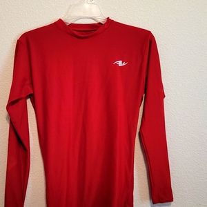 Red Long Sleeve Sport Athletic Shirt Top Men
